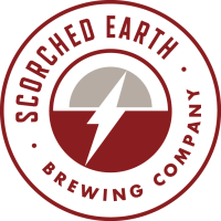 Scorched Earth Brewing Company circle with lightning bolt in center